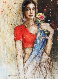 Moazzam Ali, Flower & Flower IV, 21 X 30 Inches, Watercolour on Paper, Figurative Painting, AC-MOZ-011